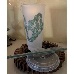NEW Starbucks Full Mermaid Siren 24oz Venti Reusable Cold Cup With Lid & Straw